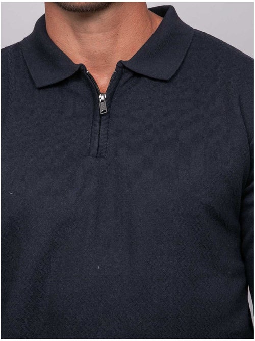Jersey polo de manga larga con cuello de cremallera linetox - Kiabi Jersey polo de manga larga con cuello de cremallera linetox - Kiabi