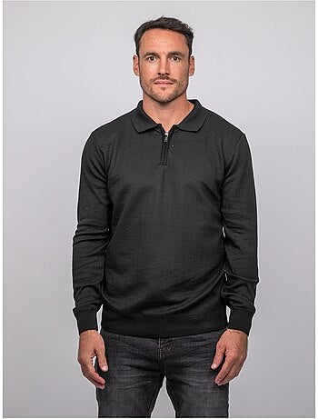 Jersey polo de manga larga con cuello de cremallera linetox