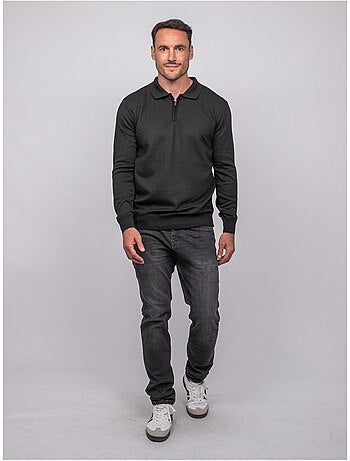 Jersey polo de manga larga con cuello de cremallera linetox