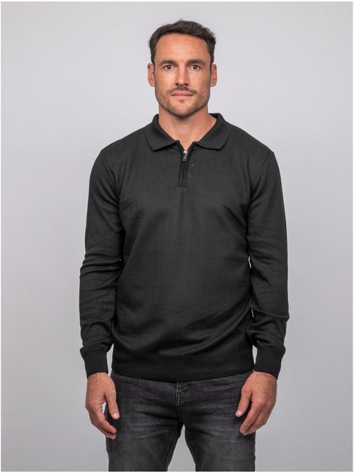 Jersey polo de manga larga con cuello de cremallera linetox - Kiabi Jersey polo de manga larga con cuello de cremallera linetox - Kiabi