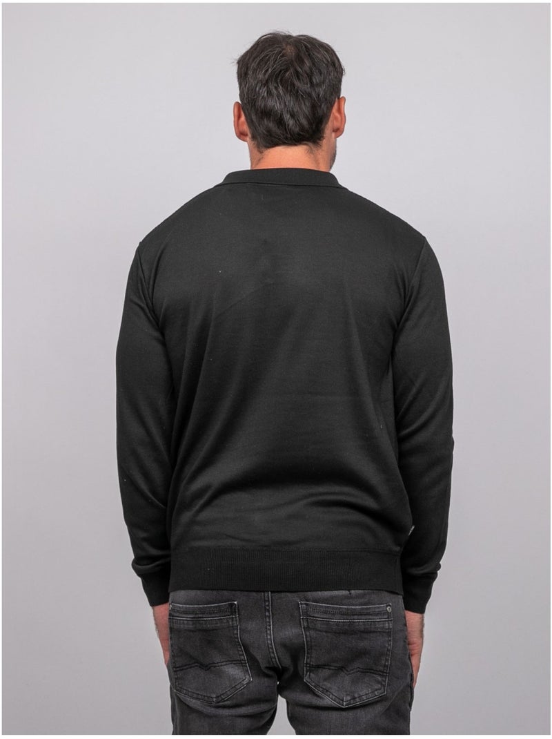 Jersey polo de manga larga con cuello de cremallera linetox Negro - Kiabi