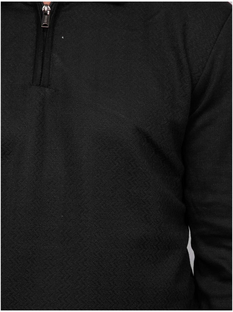 Jersey polo de manga larga con cuello de cremallera linetox Negro - Kiabi