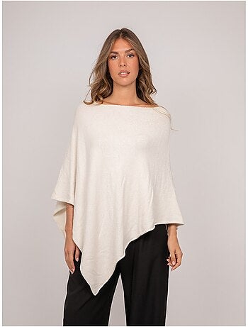 Jersey poncho asimétrico de punto fino kuvene