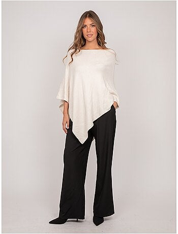 Jersey poncho asimétrico de punto fino kuvene
