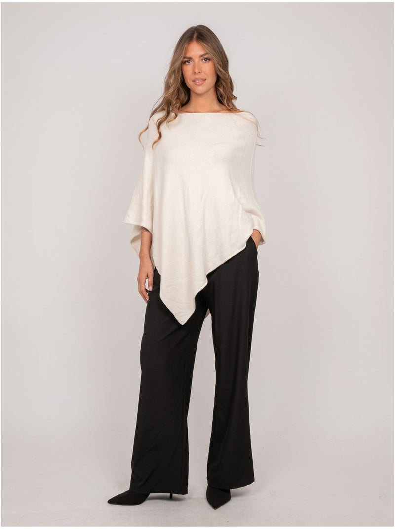 Jersey poncho asimétrico de punto fino kuvene Crudo - Kiabi