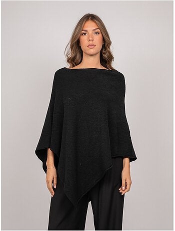 Jersey poncho asimétrico de punto fino kuvene