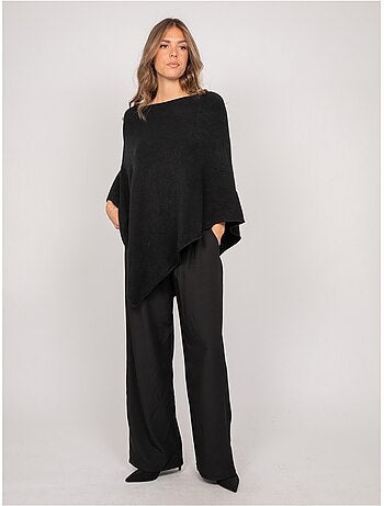 Jersey poncho asimétrico de punto fino kuvene