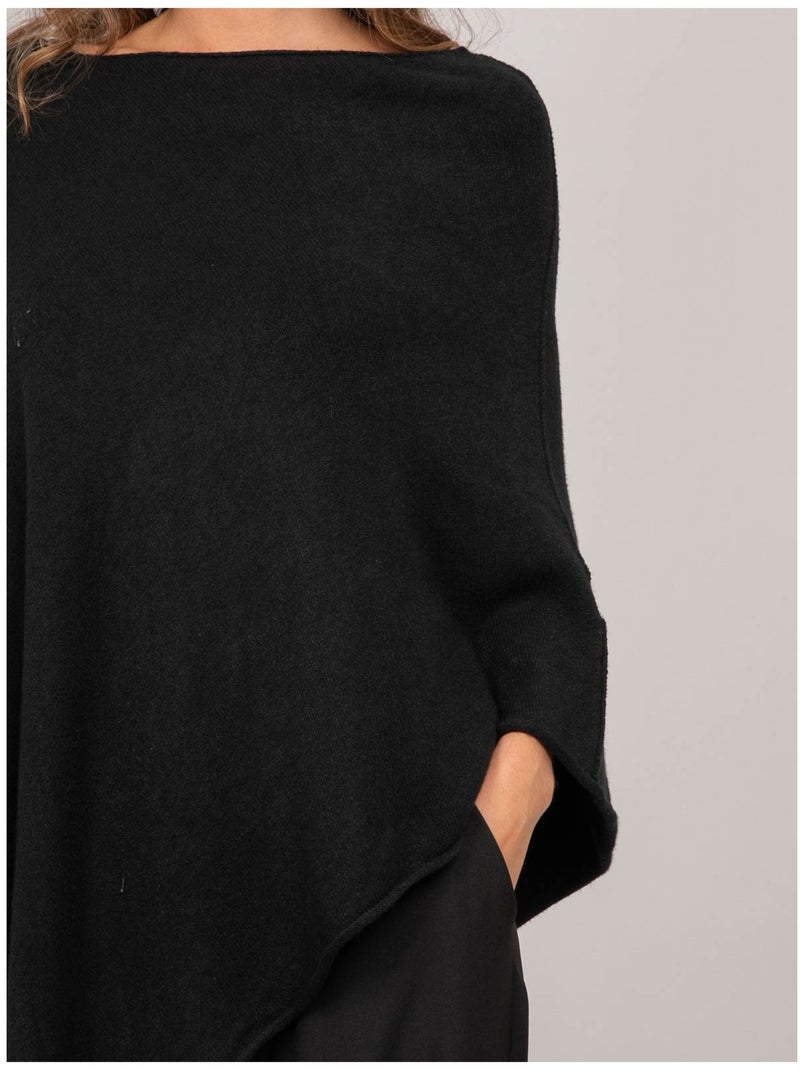 Jersey poncho asimétrico de punto fino kuvene Negro - Kiabi