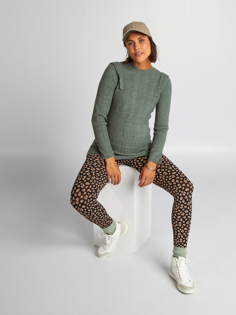 Jersey premamá calado verde gris - Kiabi