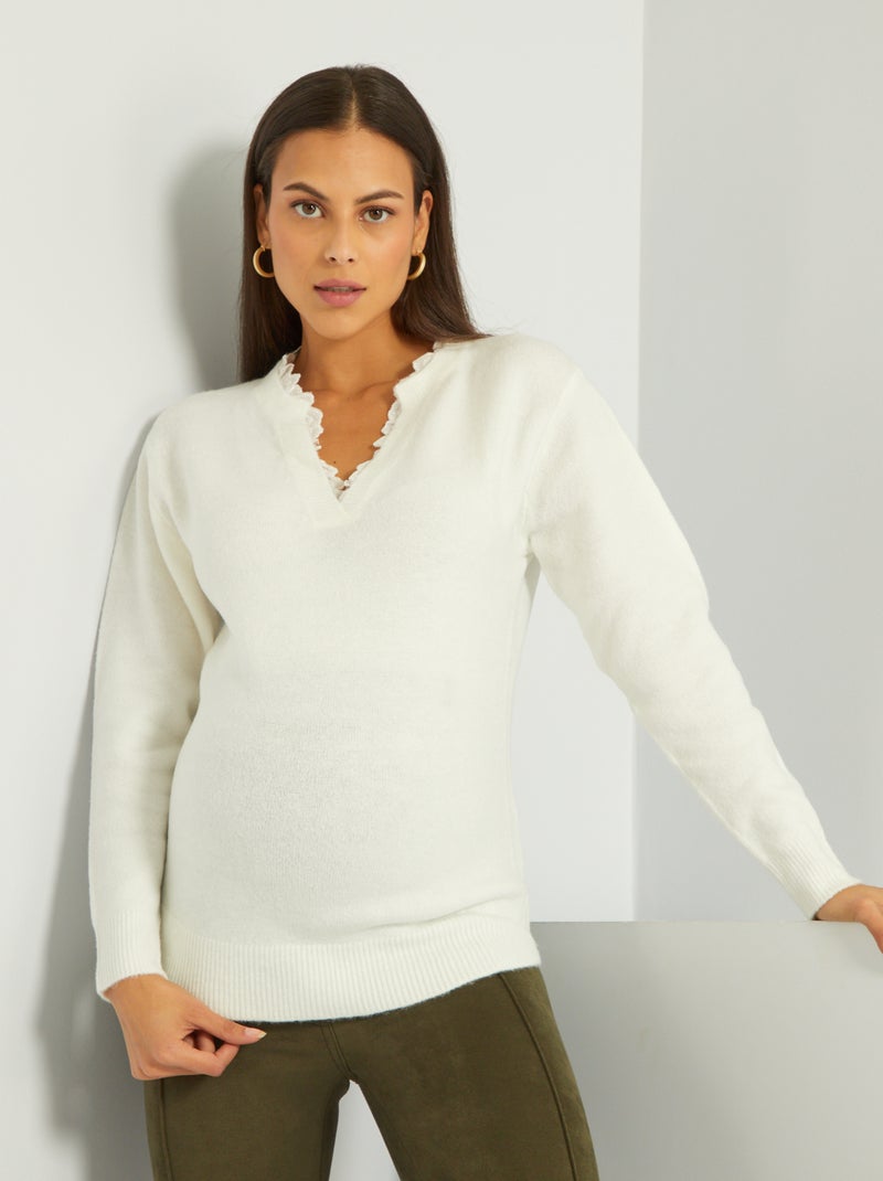 Jersey premamá con encaje Blanco - Kiabi