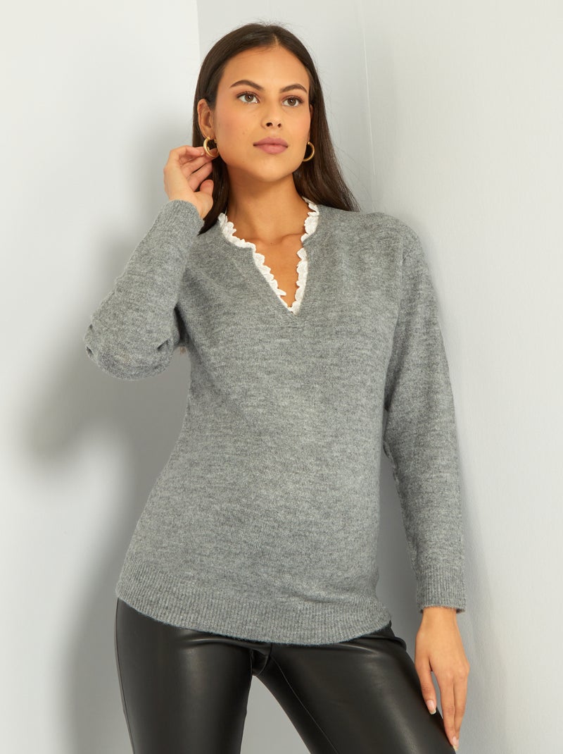 Jersey premamá con encaje GRIS - Kiabi