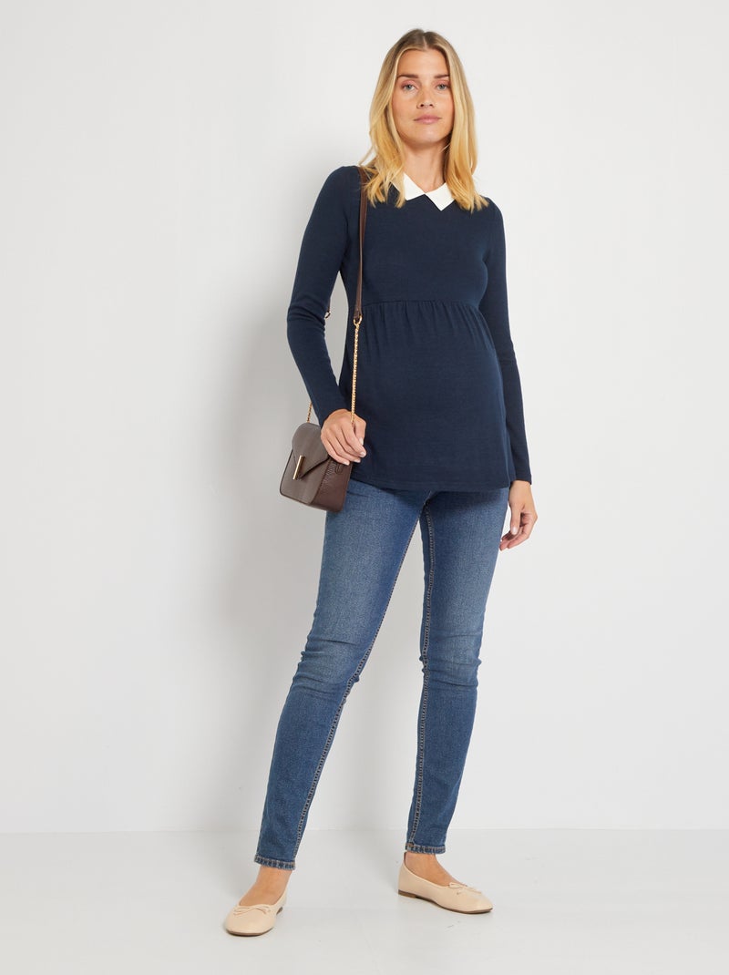 Jersey premamá cuello bebé azul - Kiabi