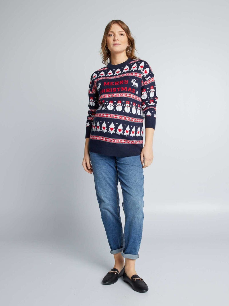 Jersey premamá de jacquard de Navidad AZUL - Kiabi