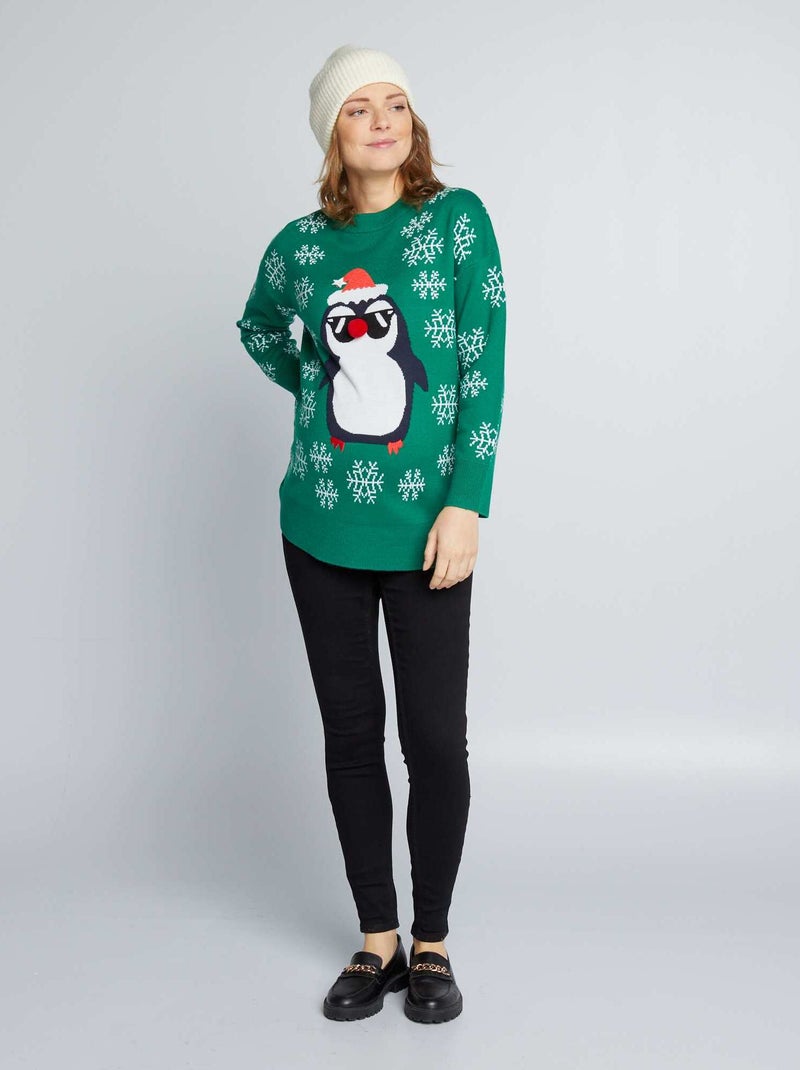 Jersey premamá de Navidad 'pingüino' VERDE - Kiabi