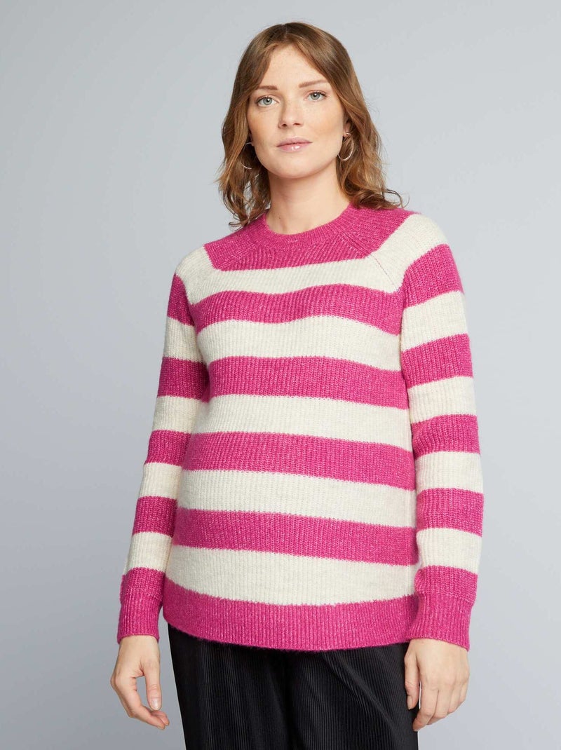 Jersey premamá de punto a rayas ROSA - Kiabi