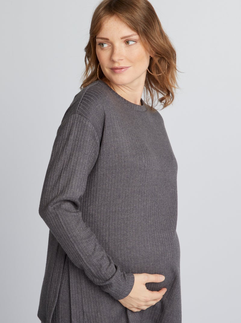 Jersey premamá holgado con cuello redondo GRIS - Kiabi