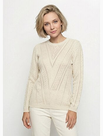 Jersey calado de cuello redondo con bolas - Afibel