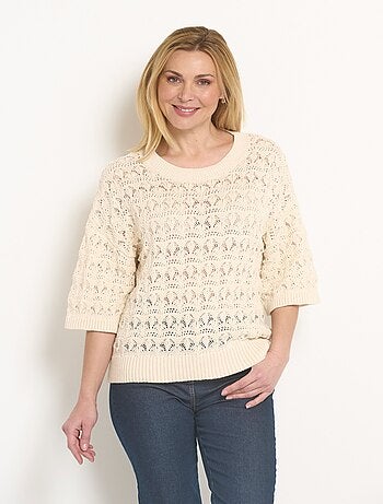 Jersey punto calado manga corta