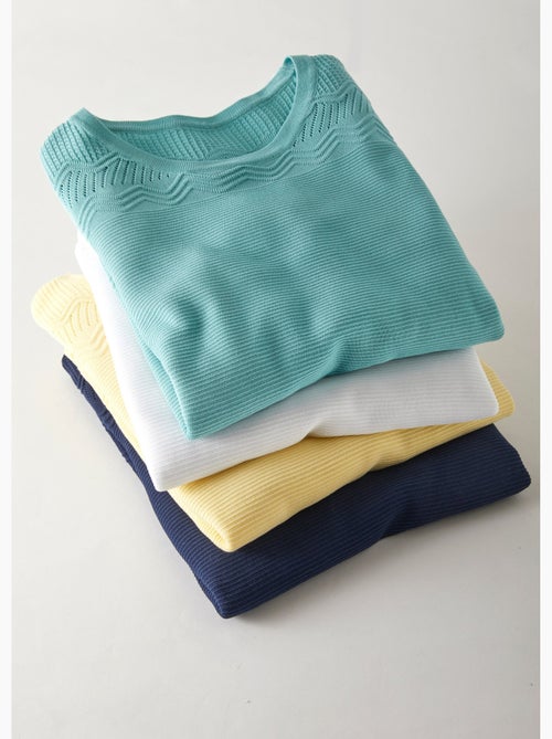 Jersey punto fantasía cuello redondo - Afibel - Kiabi