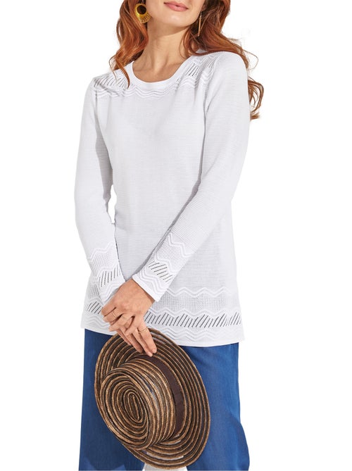 Jersey punto fantasía cuello redondo - Afibel - Kiabi