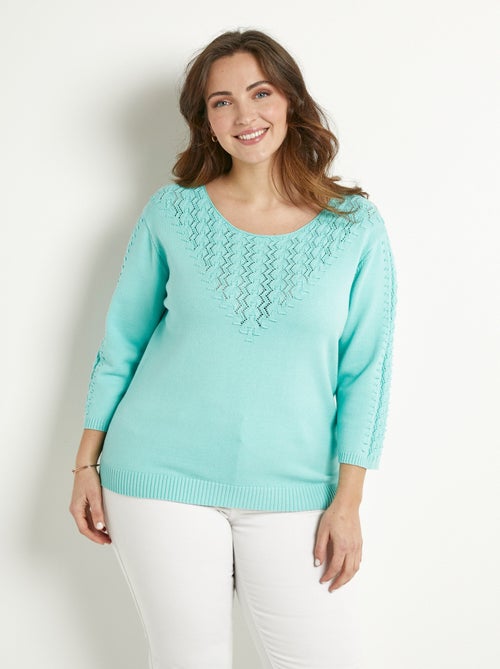 Jersey punto fantasía cuello redondo liso suave - Afibel - Kiabi Jersey punto fantasía cuello redondo liso suave - Afibel - Kiabi