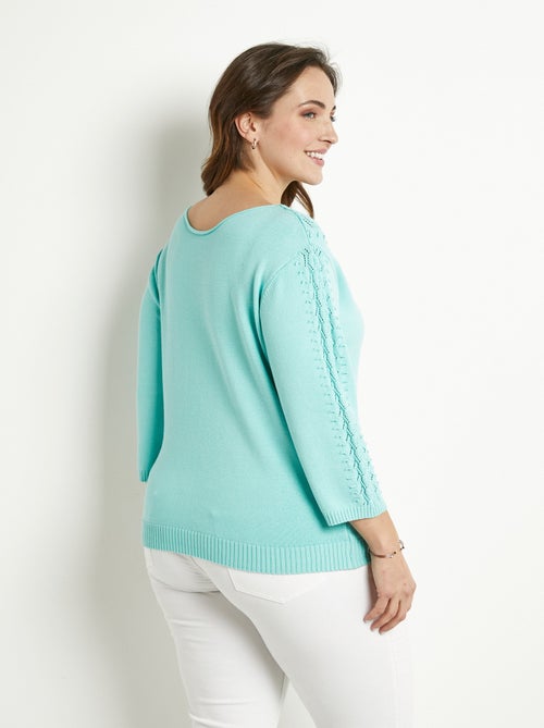 Jersey punto fantasía cuello redondo liso suave - Afibel - Kiabi Jersey punto fantasía cuello redondo liso suave - Afibel - Kiabi