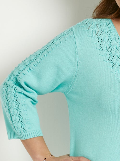 Jersey punto fantasía cuello redondo liso suave - Afibel - Kiabi Jersey punto fantasía cuello redondo liso suave - Afibel - Kiabi