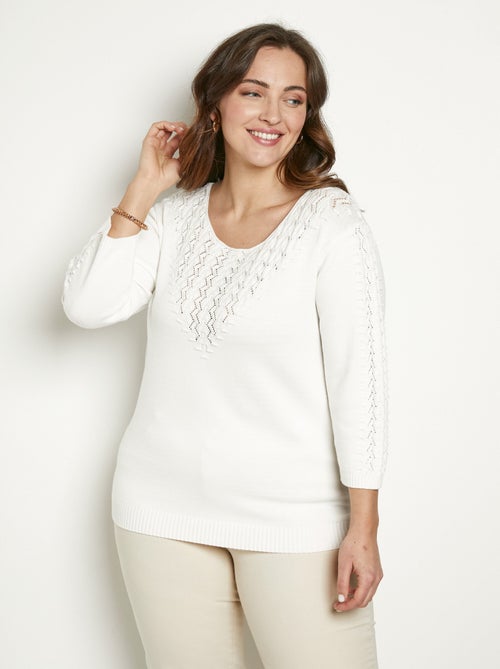 Jersey punto fantasía cuello redondo liso suave - Afibel - Kiabi