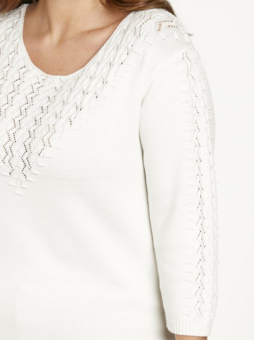 Jersey punto fantasía cuello redondo liso suave - Afibel - Kiabi