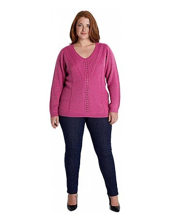 Jersey punto fantasía liso cuello pico - Afibel