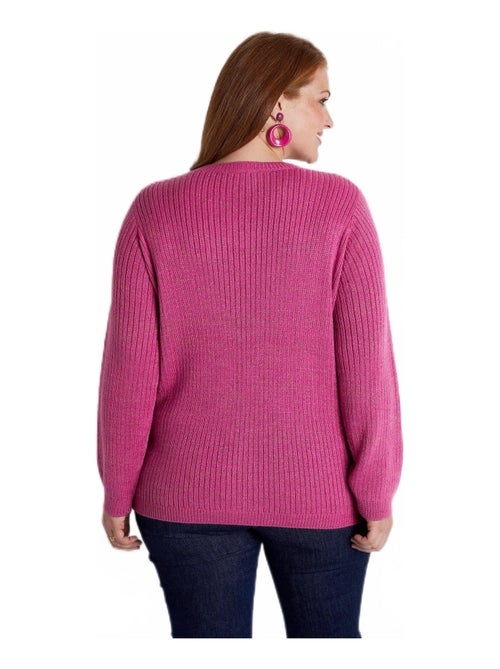 Jersey punto fantasía liso cuello pico - Afibel - Kiabi