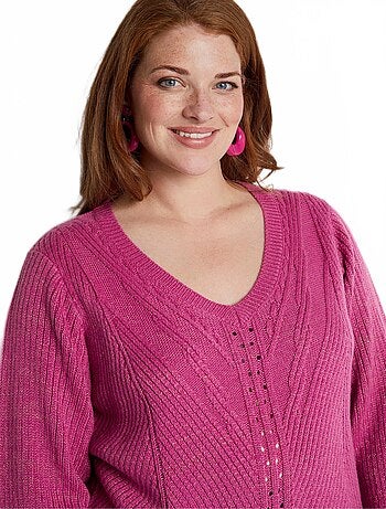 Jersey punto fantasía liso cuello pico