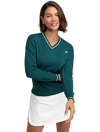 Jersey punto golf cuello de pico mujer golf mujer gimme teal