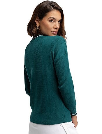 Jersey punto golf cuello de pico mujer golf mujer gimme teal