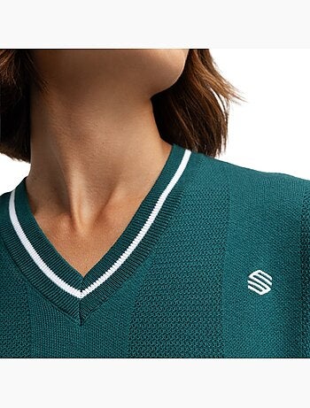 Jersey punto golf cuello de pico mujer golf mujer gimme teal