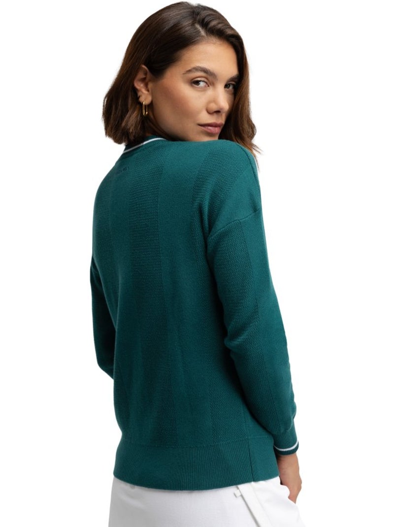 Jersey punto golf cuello de pico mujer golf mujer gimme teal Verde - Kiabi