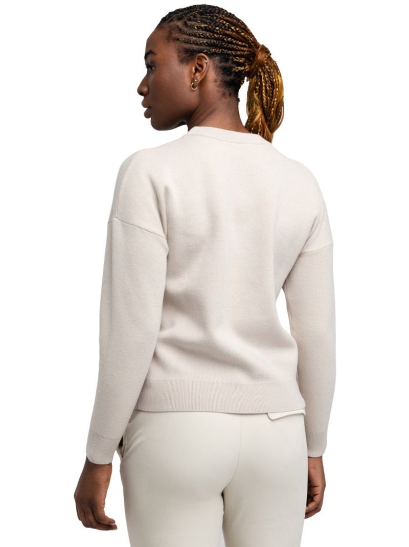 Jersey punto golf cuello redondo mujer golf mujer birdie sand Beige - Kiabi