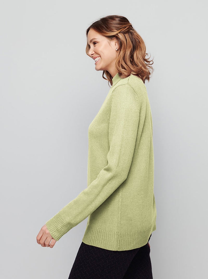 Jersey punto grueso cuello alto - Afibel Verde - Kiabi