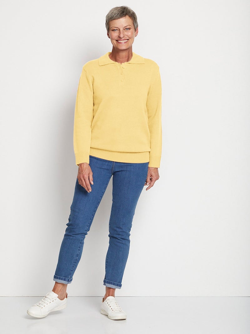 Jersey punto grueso cuello polo - Afibel Amarillo - Kiabi