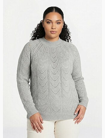 Jersey punto jaspeado calado cuello redondo - Afibel