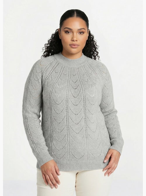 Jersey punto jaspeado calado cuello redondo - Afibel - Kiabi