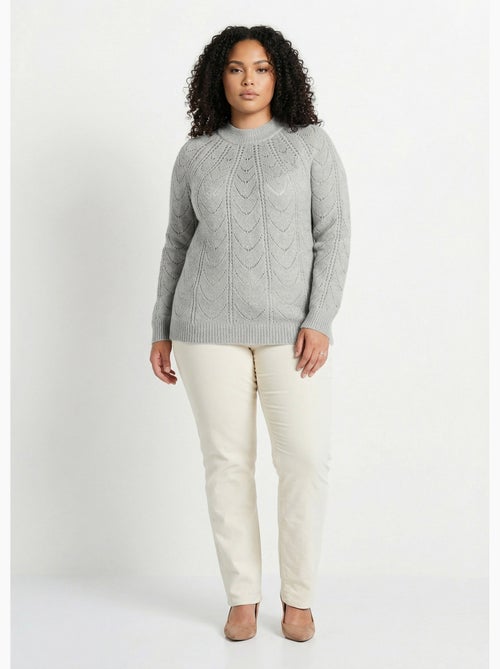 Jersey punto jaspeado calado cuello redondo - Afibel - Kiabi