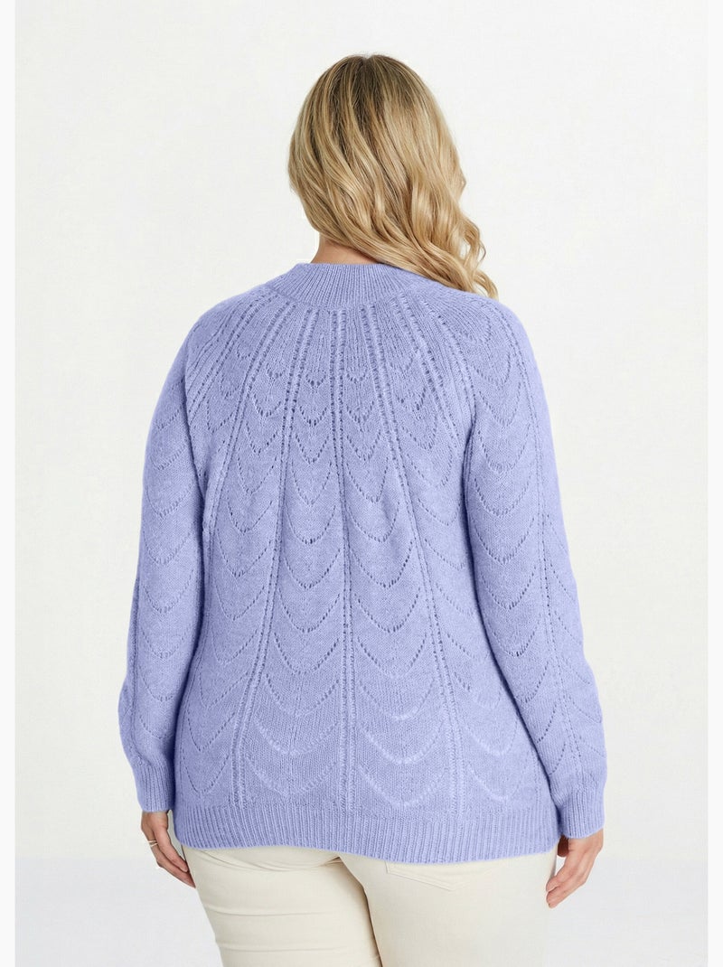 Jersey punto jaspeado calado cuello redondo - Afibel Malva chiaro - Kiabi