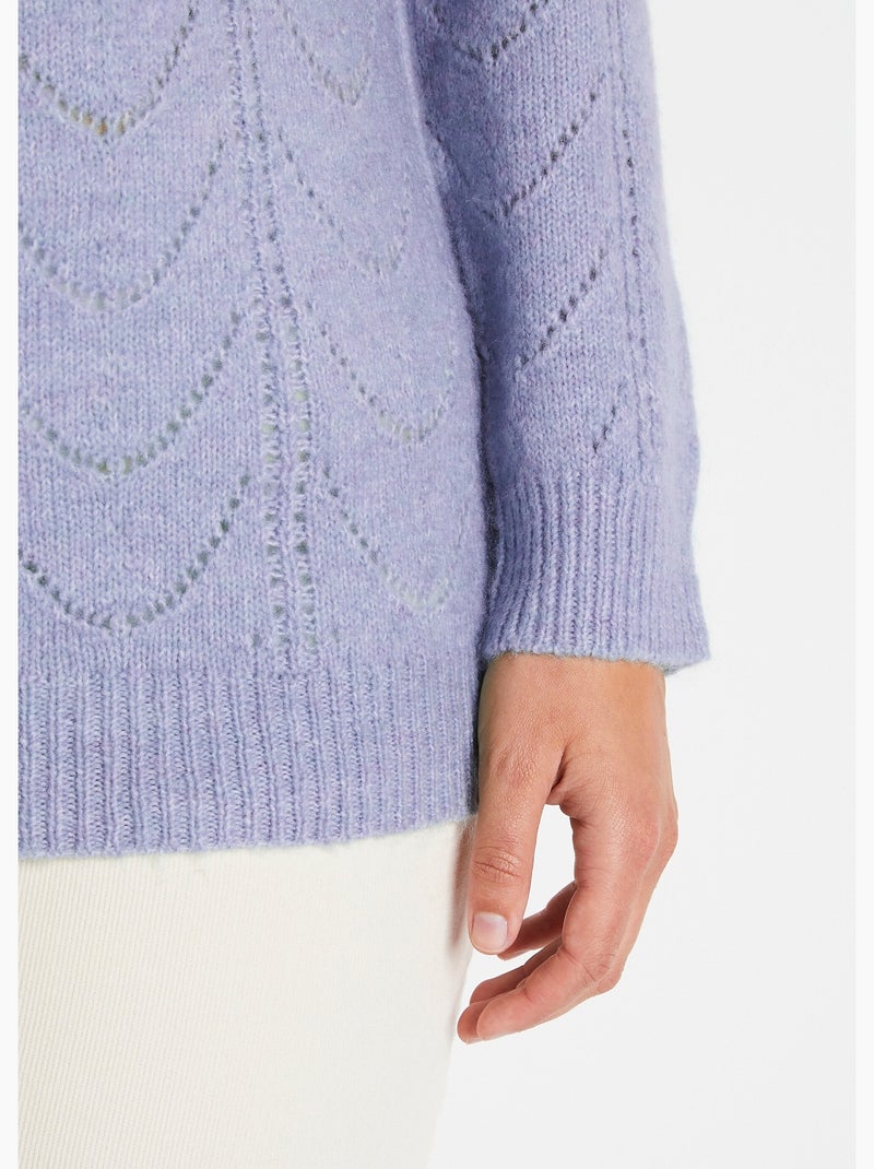 Jersey punto jaspeado calado cuello redondo - Afibel Malva chiaro - Kiabi