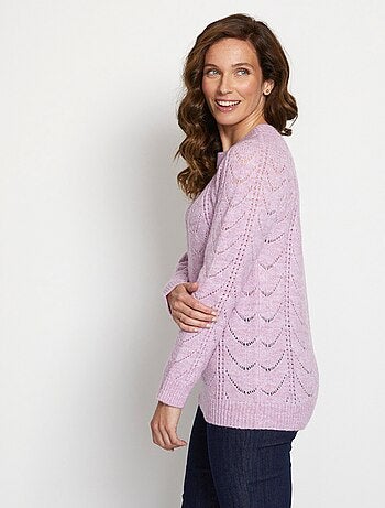 Jersey punto jaspeado calado cuello redondo - Afibel