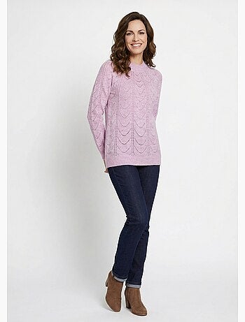 Jersey punto jaspeado calado cuello redondo - Afibel