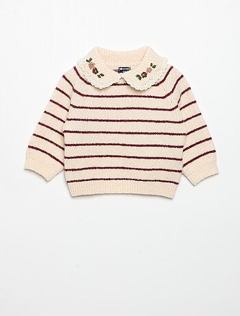 Jersey rayado con cuello de fantasía