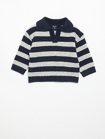 Jersey rayado con cuello polo sin botones