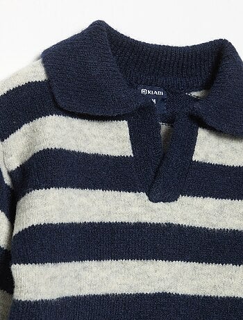 Jersey rayado con cuello polo sin botones