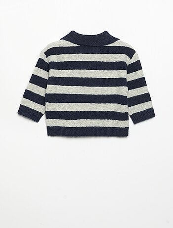 Jersey rayado con cuello polo sin botones